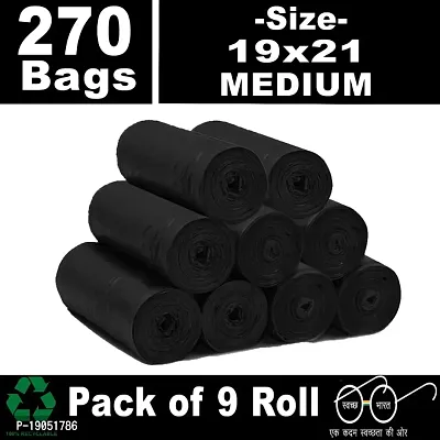 Manvi Creations 9 Roll Black Size 19x21 Biodegradable Garbage Bag | Trash Bag | Dustbin Bag | Waste Bag  for Home, Kitchen and Office