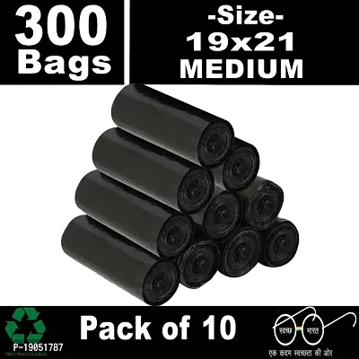 Manvi Creations 10 Roll Black Size 19x21 Biodegradable Garbage Bag | Trash Bag | Dustbin Bag | Waste Bag  for Home, Kitchen and Office