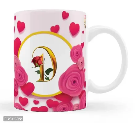 Manvi Creations Trendy Alphabet Letter D 
ame Start Letter D \ Stylish Letter D \ Pink Rose Flower Letter D Printed Coffee Mug