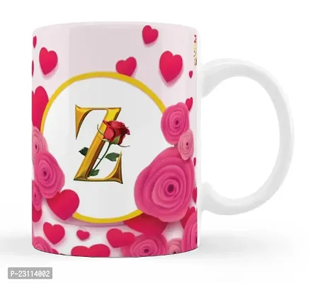 Manvi Creations Trendy Alphabet Letter Z 
ame Start Letter Z \ Stylish Letter Z \ Pink Rose Flower Letter Z Printed Coffee Mug