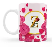 Manvi Creations Trendy Alphabet Letter Z 
ame Start Letter Z \ Stylish Letter Z \ Pink Rose Flower Letter Z Printed Coffee Mug-thumb2