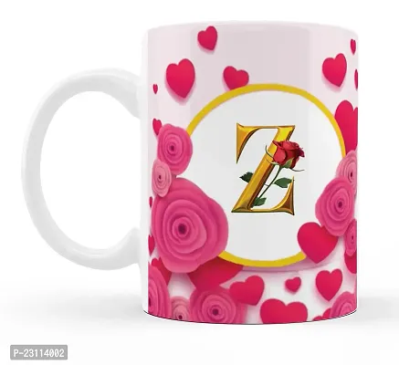 Manvi Creations Trendy Alphabet Letter Z 
ame Start Letter Z \ Stylish Letter Z \ Pink Rose Flower Letter Z Printed Coffee Mug-thumb3