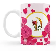 Manvi Creations Trendy Alphabet Letter D 
ame Start Letter D \ Stylish Letter D \ Pink Rose Flower Letter D Printed Coffee Mug-thumb1