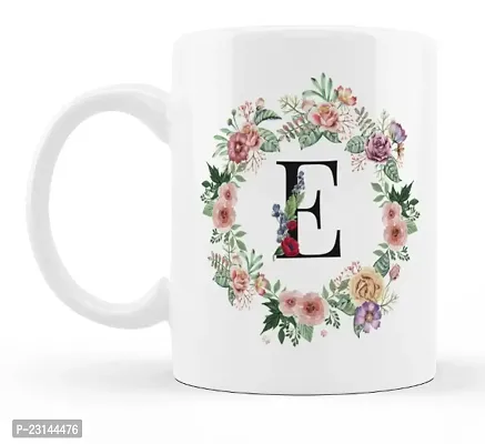 Manvi Creations Trendy Alphabet Letter E 
ame Start Letter E \ Stylish Letter E \ Flower Letter E Printed Coffee Mug
