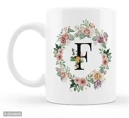 Manvi Creations Trendy Alphabet Letter F 
ame Start Letter F \ Stylish Letter F \ Flower Letter F Printed Coffee Mug-thumb0