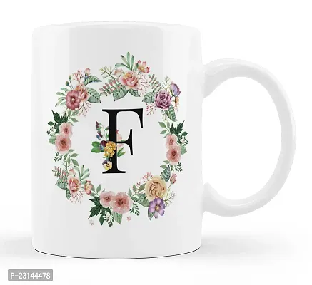 Manvi Creations Trendy Alphabet Letter F 
ame Start Letter F \ Stylish Letter F \ Flower Letter F Printed Coffee Mug-thumb2