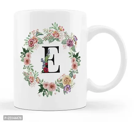 Manvi Creations Trendy Alphabet Letter E 
ame Start Letter E \ Stylish Letter E \ Flower Letter E Printed Coffee Mug-thumb2