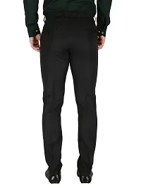 Reliable Black Polyester Blend Solid Formal Trousers For Men-thumb4