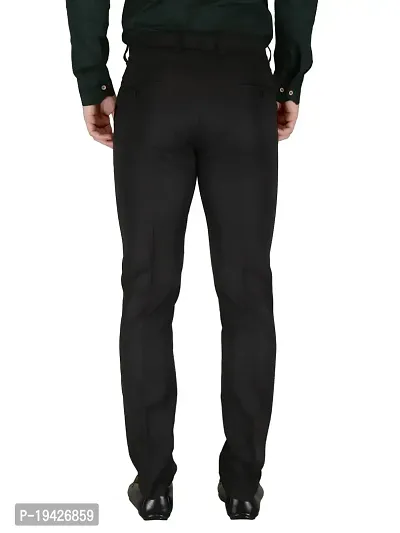 Reliable Black Polyester Blend Solid Formal Trousers For Men-thumb5