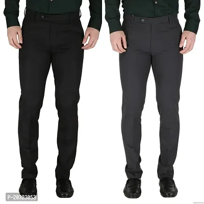 Light Grey Color Combo of 2 Mens Narrow Pants for Formal Wear