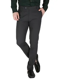 Trendy Polyester Viscose Slim Fit Solid Formal Pants For Men- Pack Of 2-thumb2