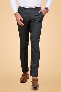 Trendy Polyester Viscose Slim Fit Solid Formal Pants For Men-thumb1