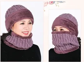 New Variety Store? Ladies/Women Velvet Thick Knitted Earmuff Neck Wool hat Outdoor Middle-Aged and Elderly Rabbit Plush Cold-Proof Cap Light Purple Color-thumb2