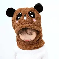 New Variety Store? Kid's Boy's & Girl's Winter Warm Faux Fur Animal Panda Balaclava Hat Full Cover Earflap Hood Cap Neck Warmer Scarf with Long Ears (Brown Color)-thumb1