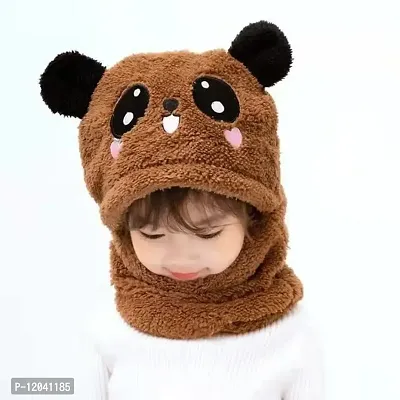 New Variety Store? Kid's Boy's & Girl's Winter Warm Faux Fur Animal Panda Balaclava Hat Full Cover Earflap Hood Cap Neck Warmer Scarf with Long Ears (Brown Color)-thumb2