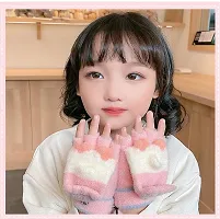 Trickey Shopper? Stretchy Windproof Fashion Convertible Cute Baby Boy's & Girl's Gloves Warm Feather Fingerless Gloves Flip Top Gloves Thermal Gloves with Mitten Cover Pink Color For (2-6Year) Kids-thumb1