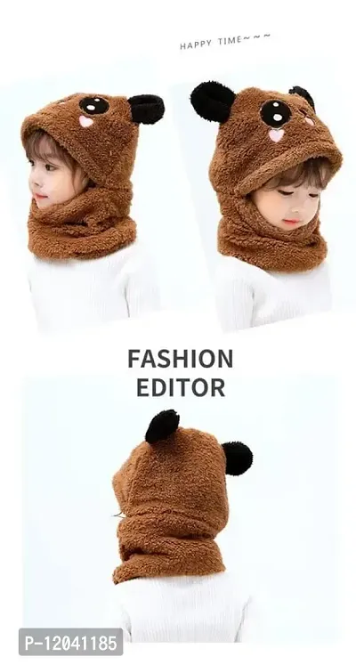 New Variety Store? Kid's Boy's & Girl's Winter Warm Faux Fur Animal Panda Balaclava Hat Full Cover Earflap Hood Cap Neck Warmer Scarf with Long Ears (Brown Color)-thumb5