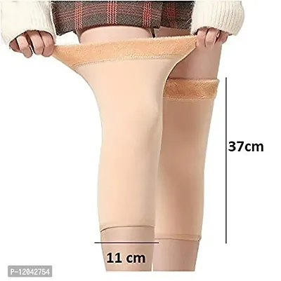 City Brand Women's & Girl's Winter Warm Velvet Over Knee High Footless Socks Long Leg Warmers (Beige)-thumb2