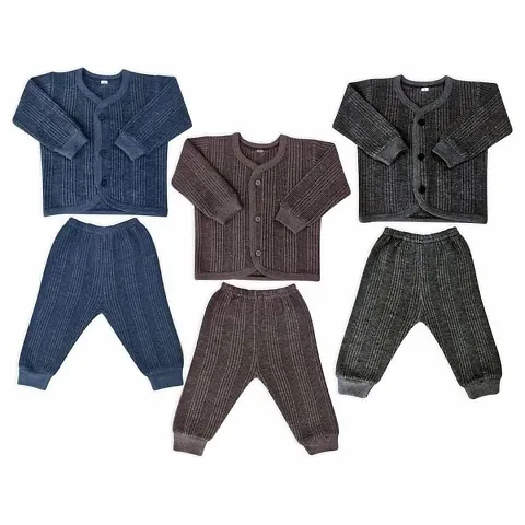 New Variety Store Baby Thermal Top & Pyjama Set Round Neck, Full Sleeves, Winter Wear Suit for Girls & Boys Pack of 3 (12-18 Months)