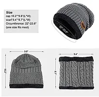 Trickey Shopper 1 Set Kids Grey Color Winter Cap and Scarf for Boy's & Girl's - Imported Soft Warm Snow and Air Proof Fleece Knitted Cap (Inside Fur) Woolen Beanie Winter Cap with Scarf Grey Color-thumb4