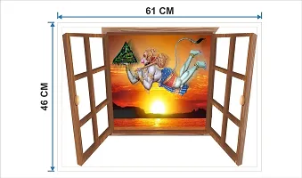 Ruby D?cor Hanuman ji in Window Wall Sticker for Living Room, Hall Size 61X46 cm-thumb1