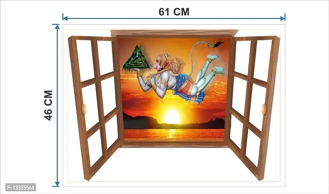 Ruby D?cor Hanuman ji in Window Wall Sticker for Living Room, Hall Size 61X46 cm-thumb2