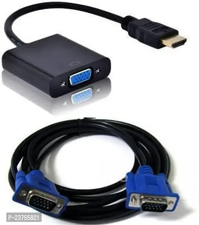 Hdmi To Vga Converter Adapter Cable - The Simplest Converter (Black) HDMI Adapter (Black)  (Black, For Computer)-thumb0