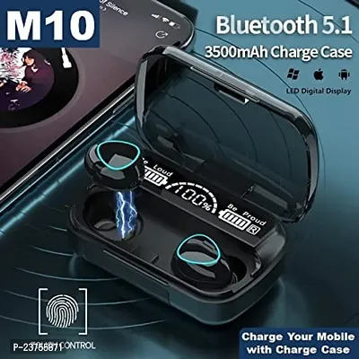 M10 EARBUDS, IPX7 Waterproof, 2200mAh Battery  100 Hrs Playtime LED Screen Bluetooth Headset  (Black, True Wireless)-thumb0