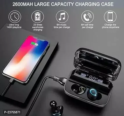 M10 EARBUDS, IPX7 Waterproof, 2200mAh Battery  100 Hrs Playtime LED Screen Bluetooth Headset  (Black, True Wireless)-thumb4