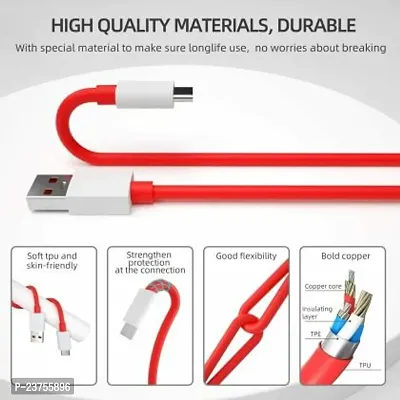 USB Type C Cable 6.5 A 1 m 65W DART/VOOC/DASH USB TYPE C CHARGING CABLE  (Compatible with OPPO/REALME/ONEPLUS, VOOC/DASH/WARP/DART/SUPERVOOC, Red, One Cable)-thumb3