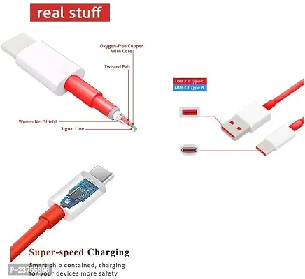 USB Type C Cable 6.5 A 1 m 65W DART/VOOC/DASH USB TYPE C CHARGING CABLE  (Compatible with OPPO/REALME/ONEPLUS, VOOC/DASH/WARP/DART/SUPERVOOC, Red, One Cable)-thumb5