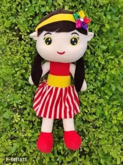 Plush Super Soft doll Toy Huggable for Girls (Cute Doll 30 Cms, Red)-thumb0