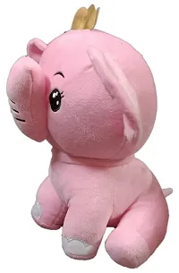 Cute Plush Premium Sitting pink crown Elephant with 30cm-thumb1