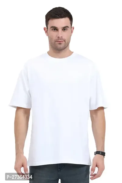 WHITE PLAIN OVERSIZED T-SHIRT-thumb0