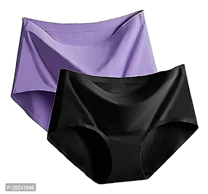 Stylish Silk Multicoloured Basic Solid Briefs For Women Pack Of 2-thumb0