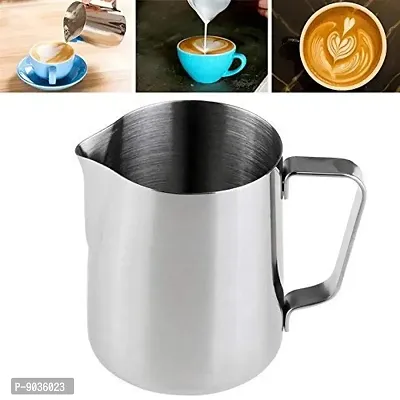AYURVEDACOPPER Brand Stainless Steel Milk Frothing Jug || 600 ML || Latte Maker || Frothing Pitcher for Coffee-thumb2
