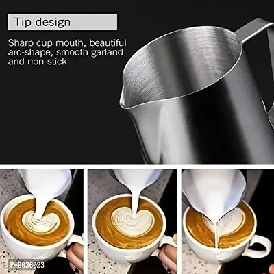 AYURVEDACOPPER Brand Stainless Steel Milk Frothing Jug || 600 ML || Latte Maker || Frothing Pitcher for Coffee-thumb3