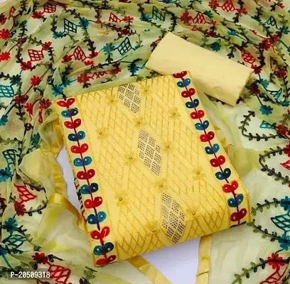 Elegant Multicoloured Cotton Blend  Dress Material with Dupatta For Women