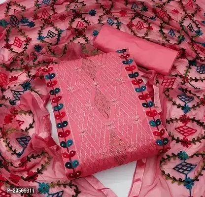 Elegant Multicoloured Cotton Blend  Dress Material with Dupatta For Women
