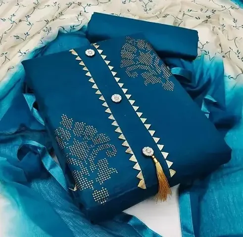 Women Cotton Embroidered Unstitched Gota Work Suits