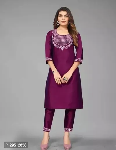 Stylish Silk Blend Straight Kurta Bottom Set For Women-thumb0