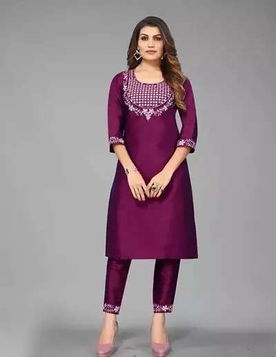 Traditional Rayon Straight Kurta Bottom Set For Women