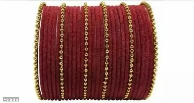 Shimmering Elegant Maroon Bangle Set For Women And Girls-Pack Of 10