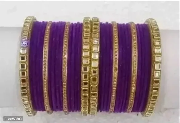 Shimmering Elegant Purple Bangle Set For Women And Girls-Pack Of 32-thumb0