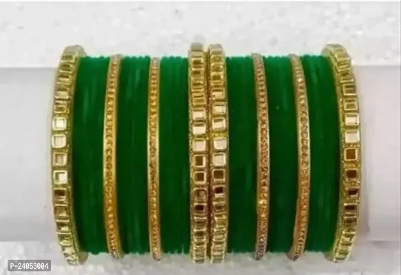 Shimmering Elegant Green Bangle Set For Women And Girls-Pack Of 32