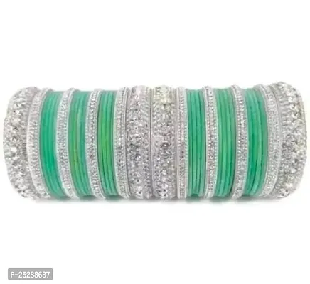 Beautiful Velvet Bangle Set With Cubic Zircon Kangan Set For Women And Girls ( Pack OF Both Hand Bangle Set )-thumb0