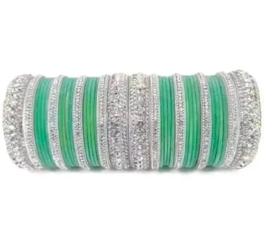 Beautiful Velvet Bangle Set With Cubic Zircon Kangan Set For Women And Girls ( Pack OF Both Hand Bangle Set )