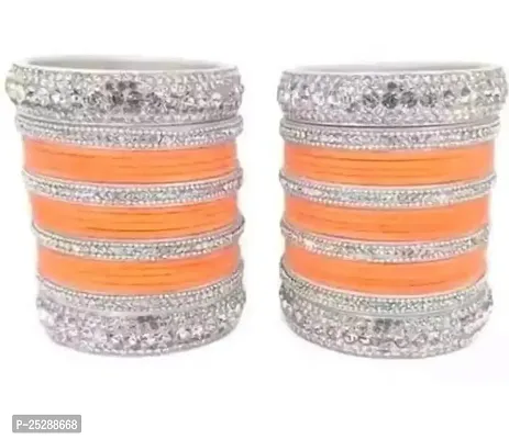 Beautiful Velvet Bangle Set With Cubic Zircon Kangan Set For Women And Girls ( Pack OF Both Hand Bangle Set )