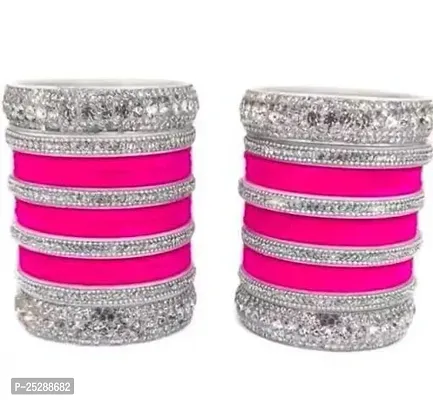 Beautiful Velvet Bangle Set With Cubic Zircon Kangan Set For Women And Girls ( Pack OF Both Hand Bangle Set )-thumb0