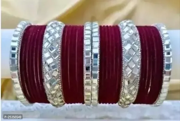 New Collection Of Velvet Bangle Set Combo With Mirror Work Kangan Set And Velvet Bangles For Girls.